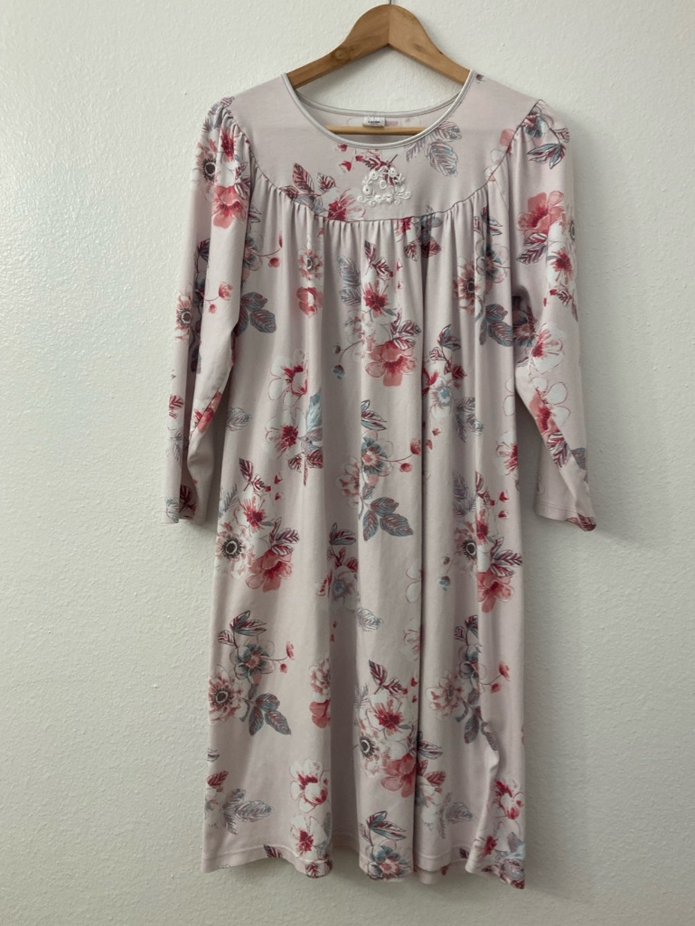 Calida Women’s Floral Light Pink Purple Long Sleeve Nightgown